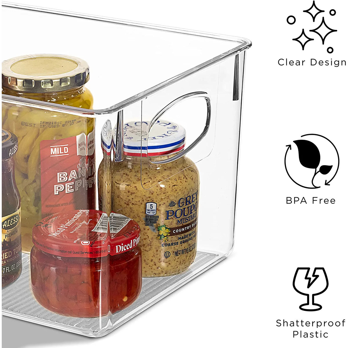 Sorbus 8 Piece 2 Sizes Clear Plastic Kitchen, Pantry, and Fridge Storage Bins